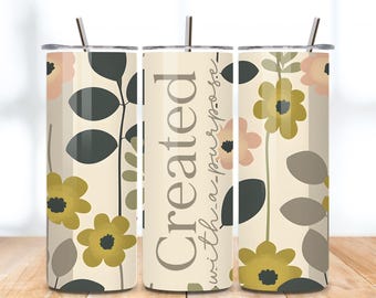Christian Tumbler Wrap: Inspirational Floral Design (Digital Download)