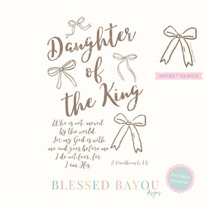 Daughter of the King Religious PNG: Christian Bible Scripture Design (Digital Download)