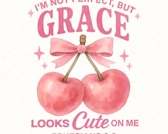 Christian Cherry Bow PNG: Grace Scripture Design (Digital Download)