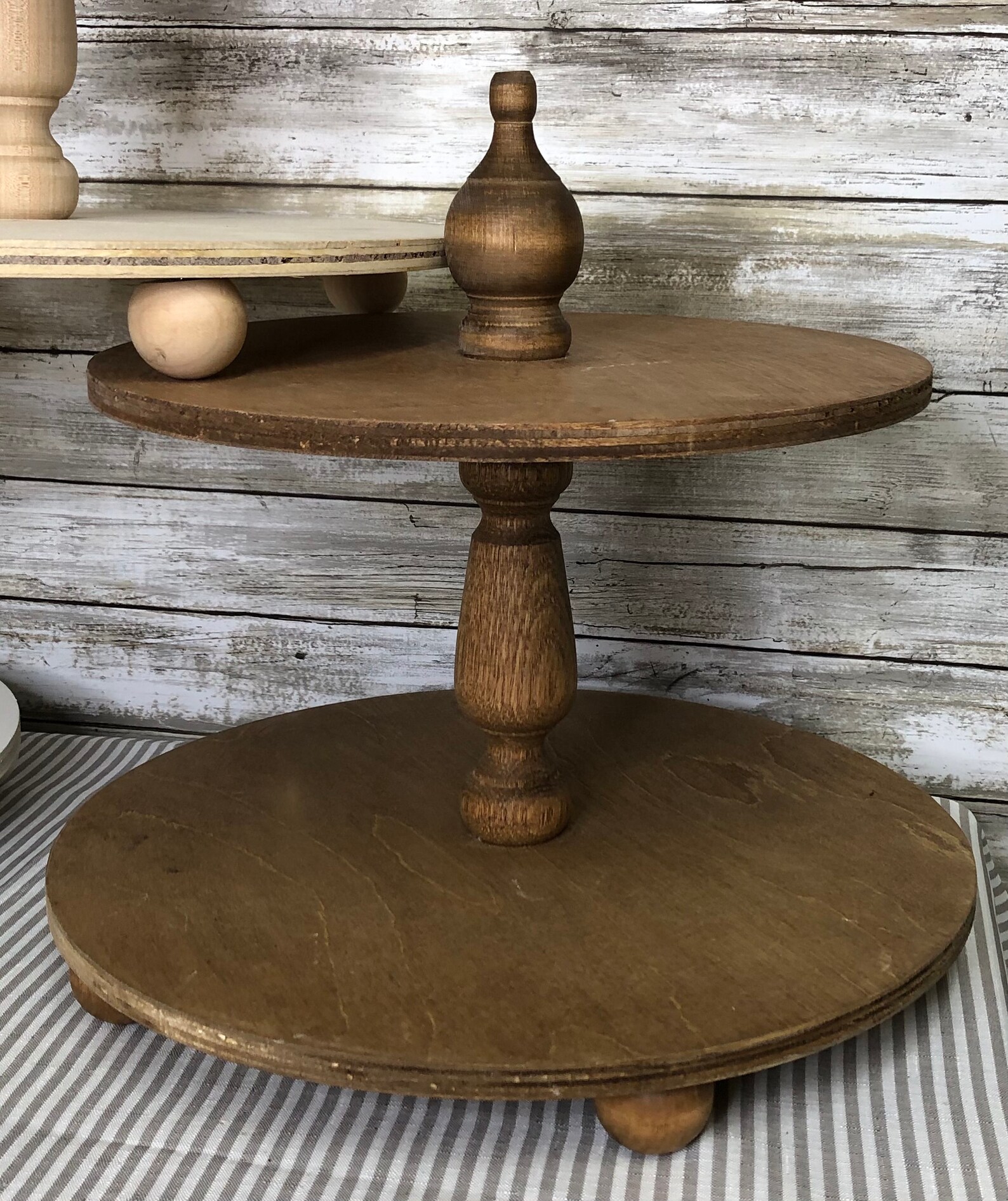 Wooden Round Tiered Tray White Tiered Tray Stained Tier Etsy