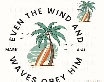 Christian Summer Surfboard PNG, Bible Verse Graphic (Digital Download)