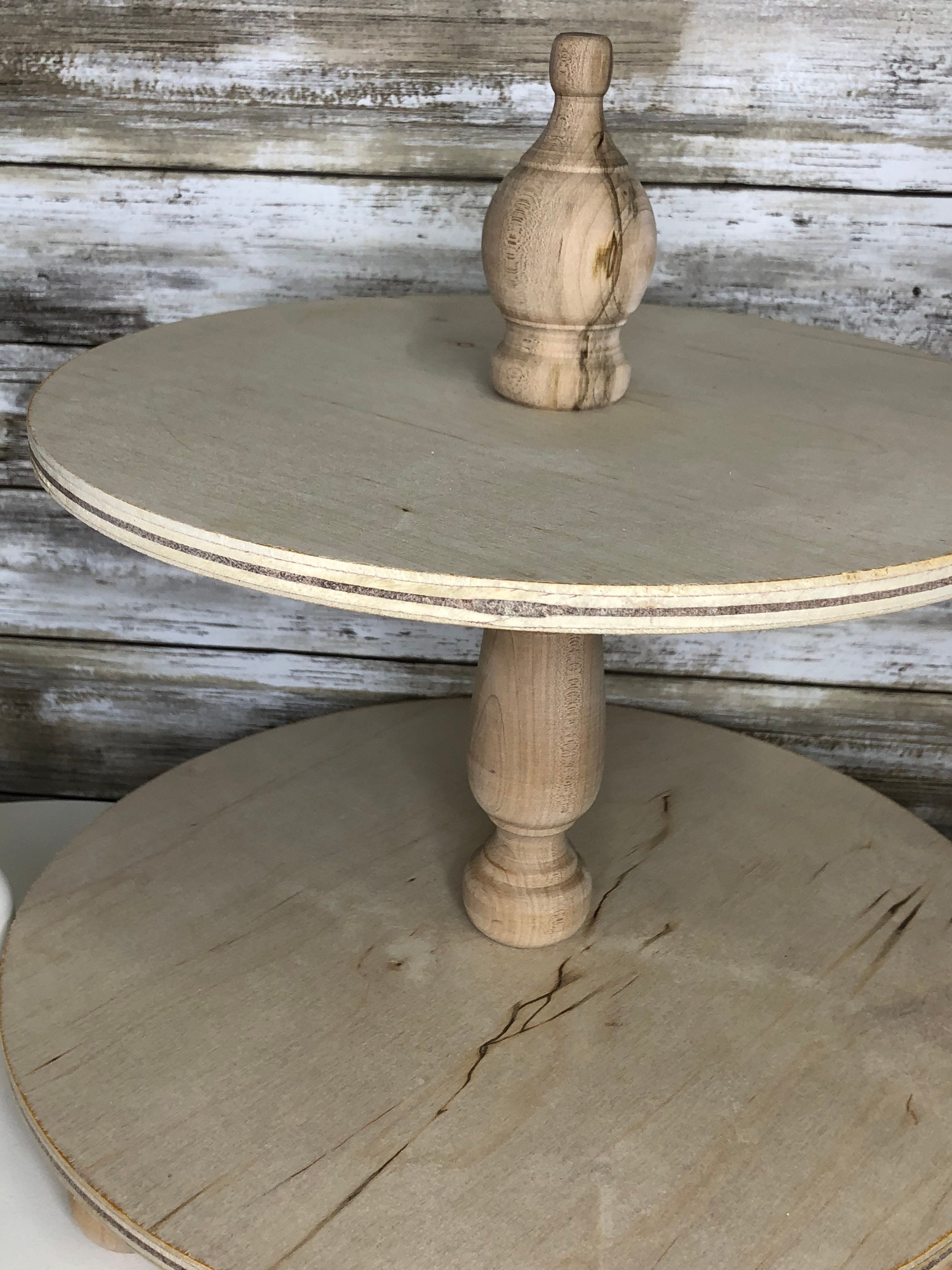Wooden Round Tiered Tray White Tiered Tray Stained Tier Etsy