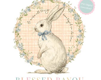 Vintage Floral Bunny Easter Christian PNG: Ecclesiastes Spring Sublimation Design (Digital Download)