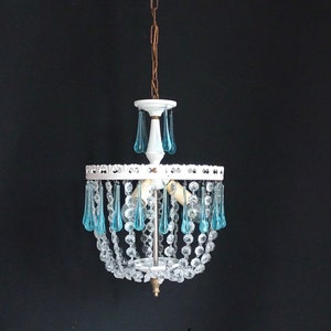 Blue chandelier crystals top