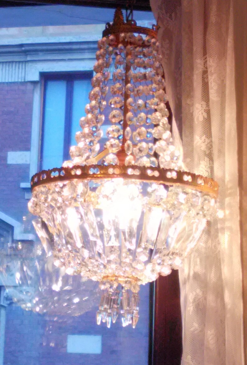 Kronleuchter Glas Messing Vintage Italien 50er Jahre