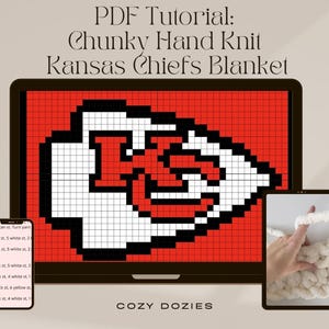 Chunky Knit Kansas Chiefs Blanket PDF Pattern: DIY Crochet Tutorial (Digital Download)