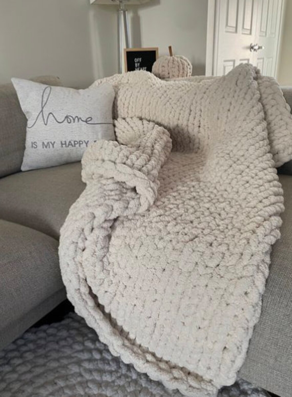 Queen Size Hand Knit Chunky Knit Blanket Soft Chenille Throw Christmas ...