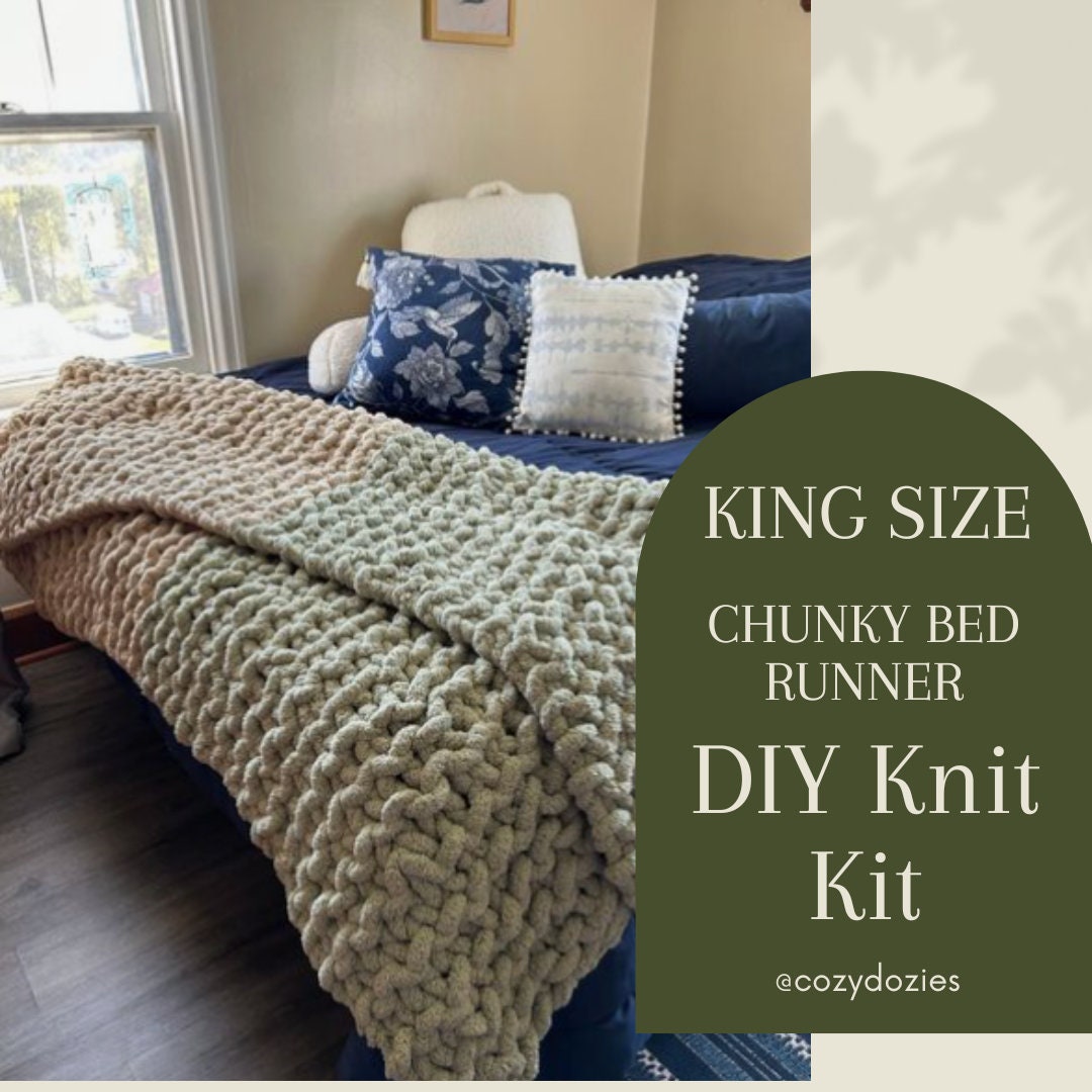 KNIT KIT King Size Bed Runner DIY Crafting Comfort Yarn Instructions Included Handmade Craft Etsy UK