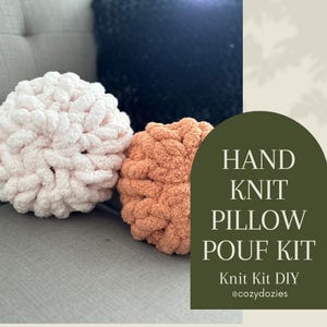 Chunky Knit Pillow Pouf DIY Kit: Yarn & Video Instructions