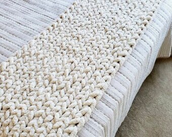 Queensize | DIY Bed Runner Grof Breipakket | Knutselcomfort | Garen en instructies inbegrepen | Handgemaakte ambacht |