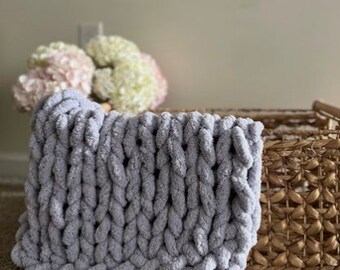 Volle Größe | DIY Grobstrick Decke Strickpaket | Handwerk Komfort | Garn & Anleitung enthalten | Handarbeit Handwerk |