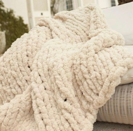Queen Size Hand Knit Chunky Knit Blanket Soft Chenille Throw Christmas ...