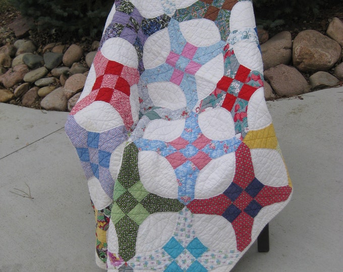 Vintage Glorified 9 Patch Feed Sack Quilt