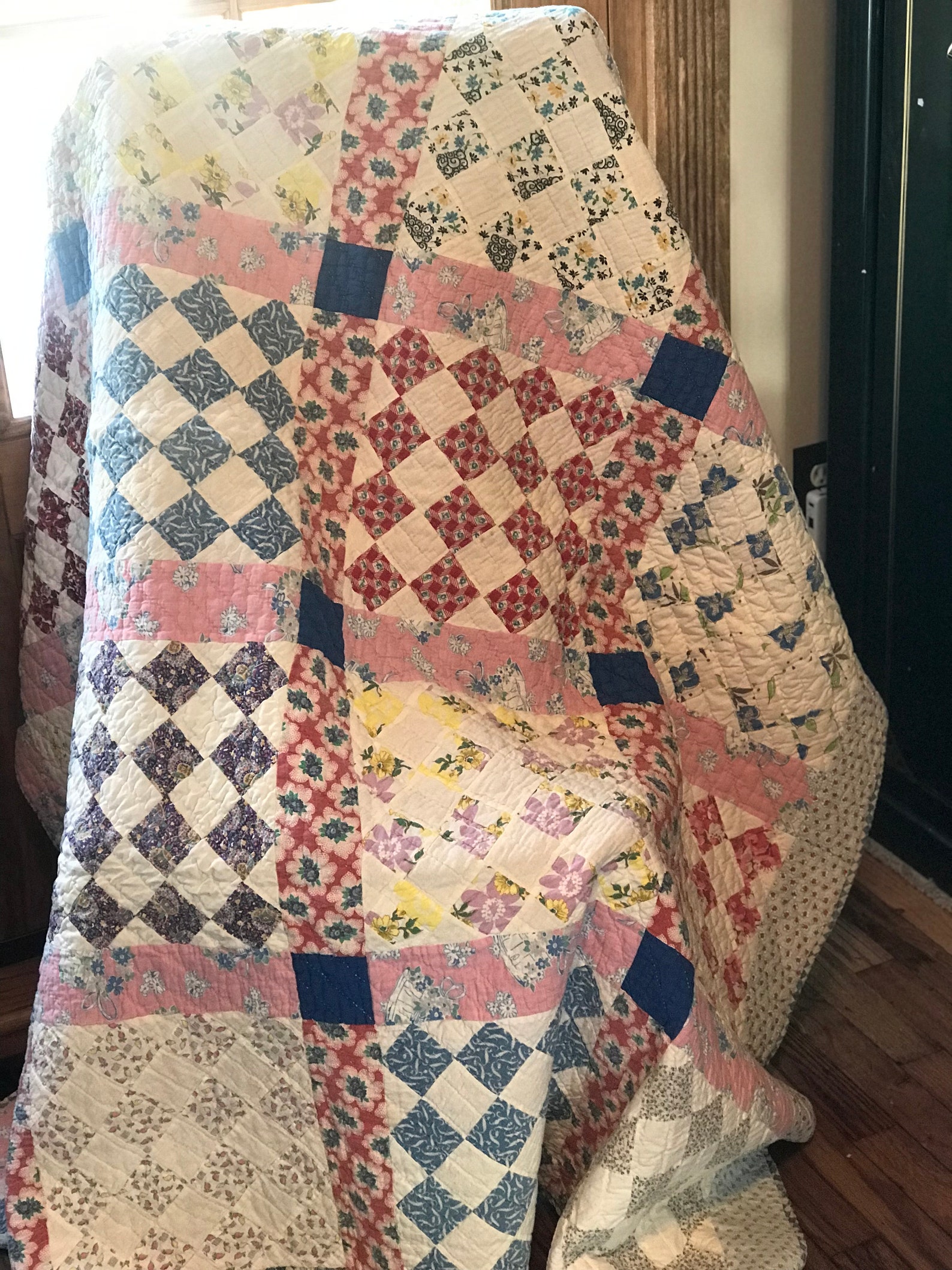 Vintage Granny Square Feed Sack Quilt - Etsy