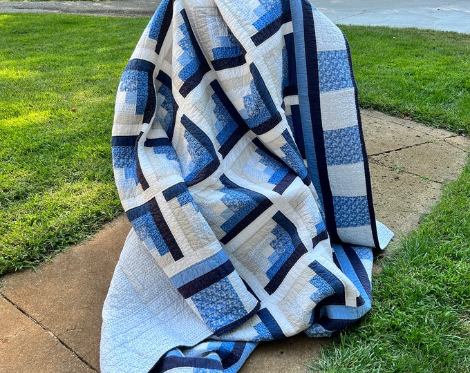 Vintage Log Cabin Quilt Etsy