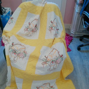 Vintage Embroidered Quilt