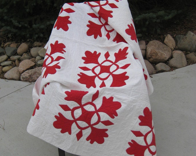 Vintage Red and White Quilt