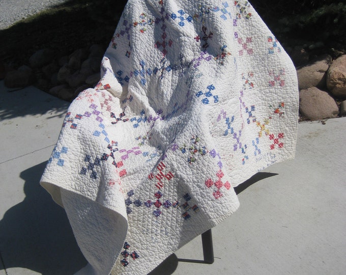 Vintage 9 Patch Feed Sack Quilt