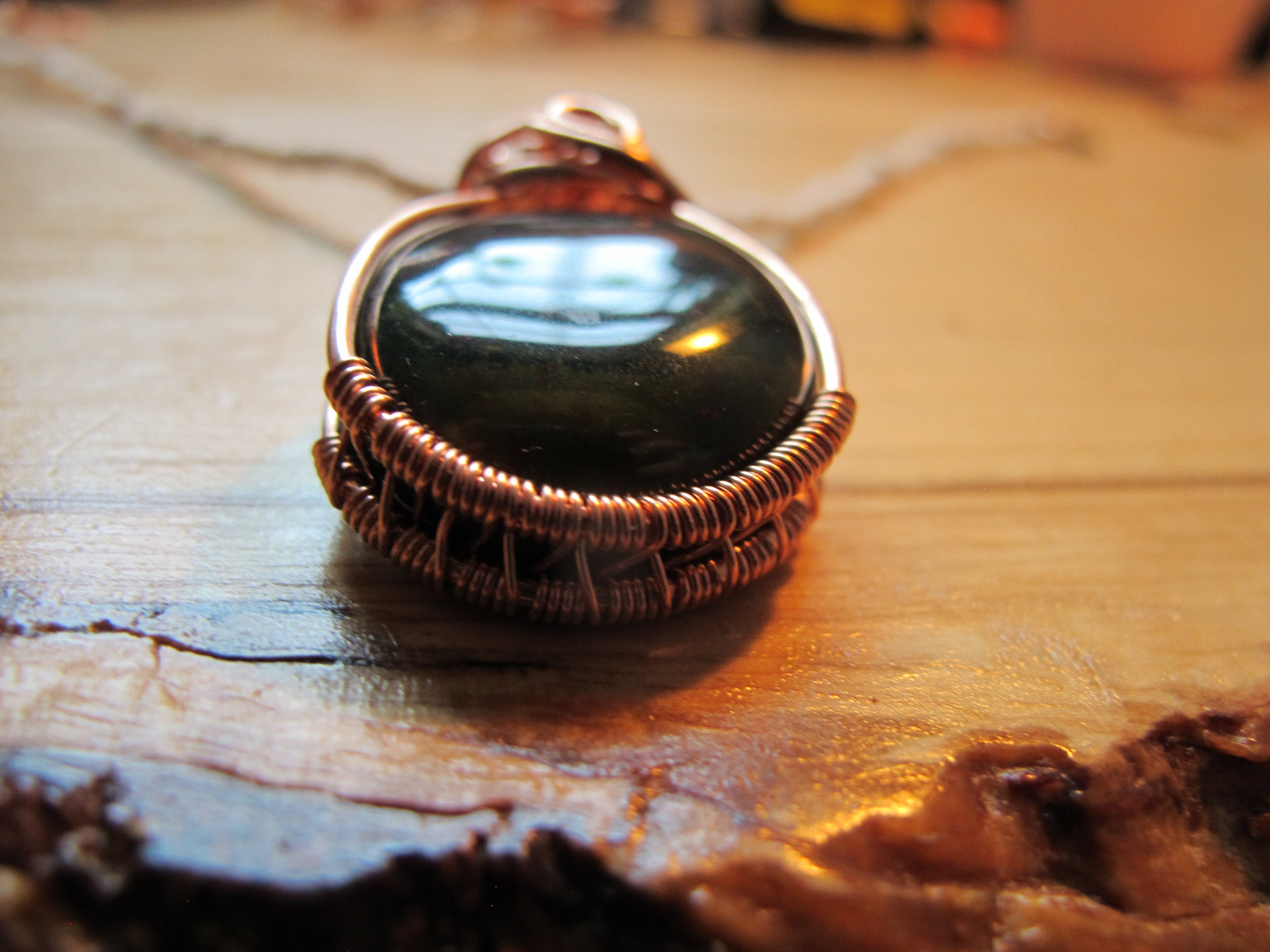 Bloodstone Pendant Necklace Hemp Chord Necklace Polished Etsy