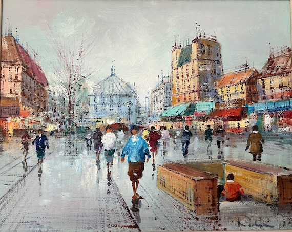 Framed Mid Century Vintage Oil Painting of Paris on Canvas - Etsy