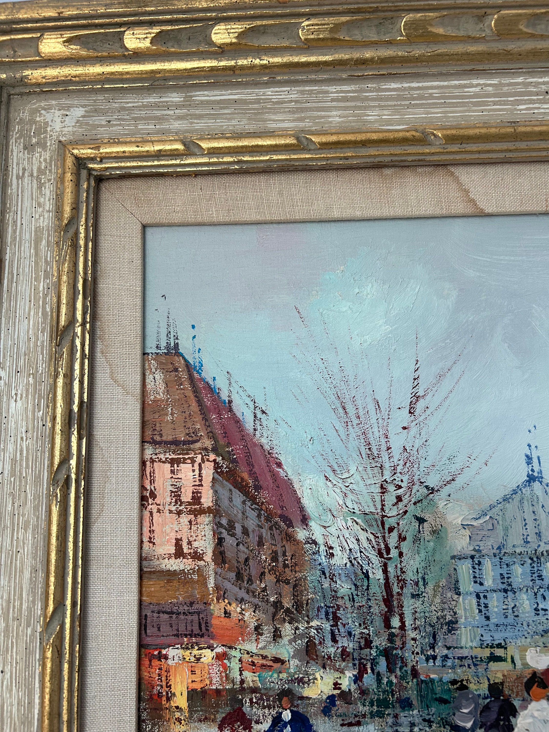 【F15号】good blue(FRANCOIS) oil painting Framed Mid Century Vintage Oil Painting of Paris on Canvas - Etsy