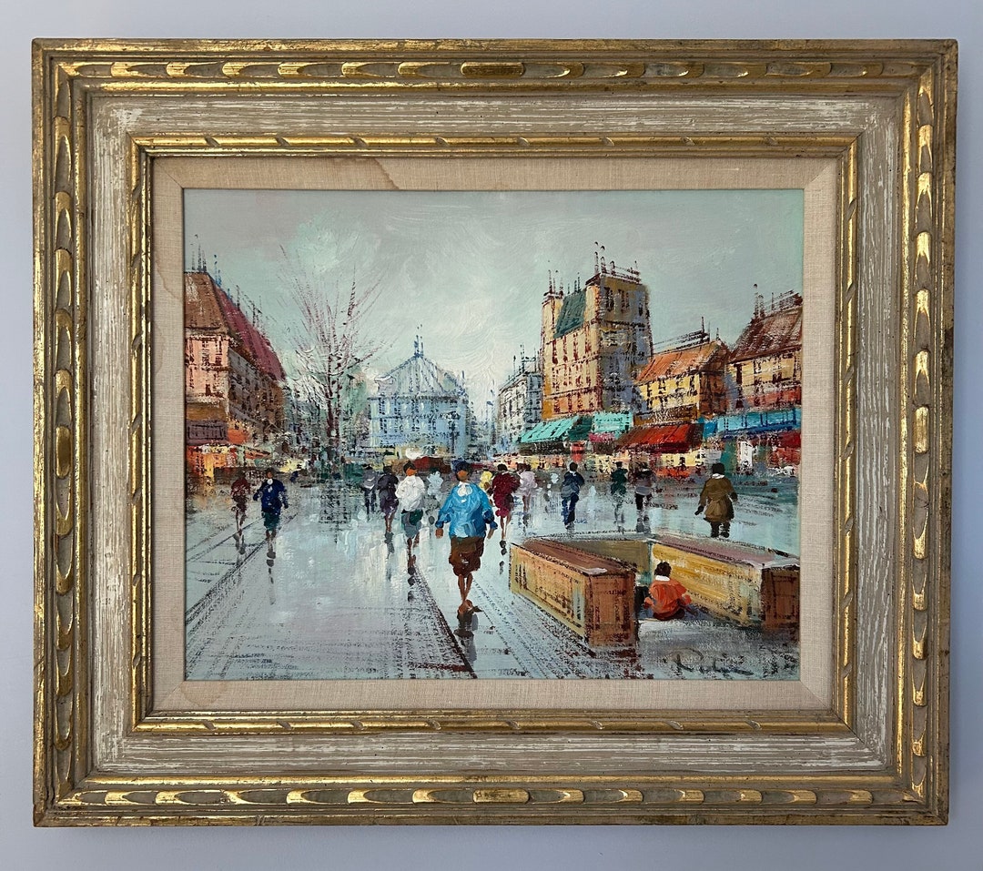 Framed Mid Century Vintage Oil Painting of Paris on Canvas - Etsy