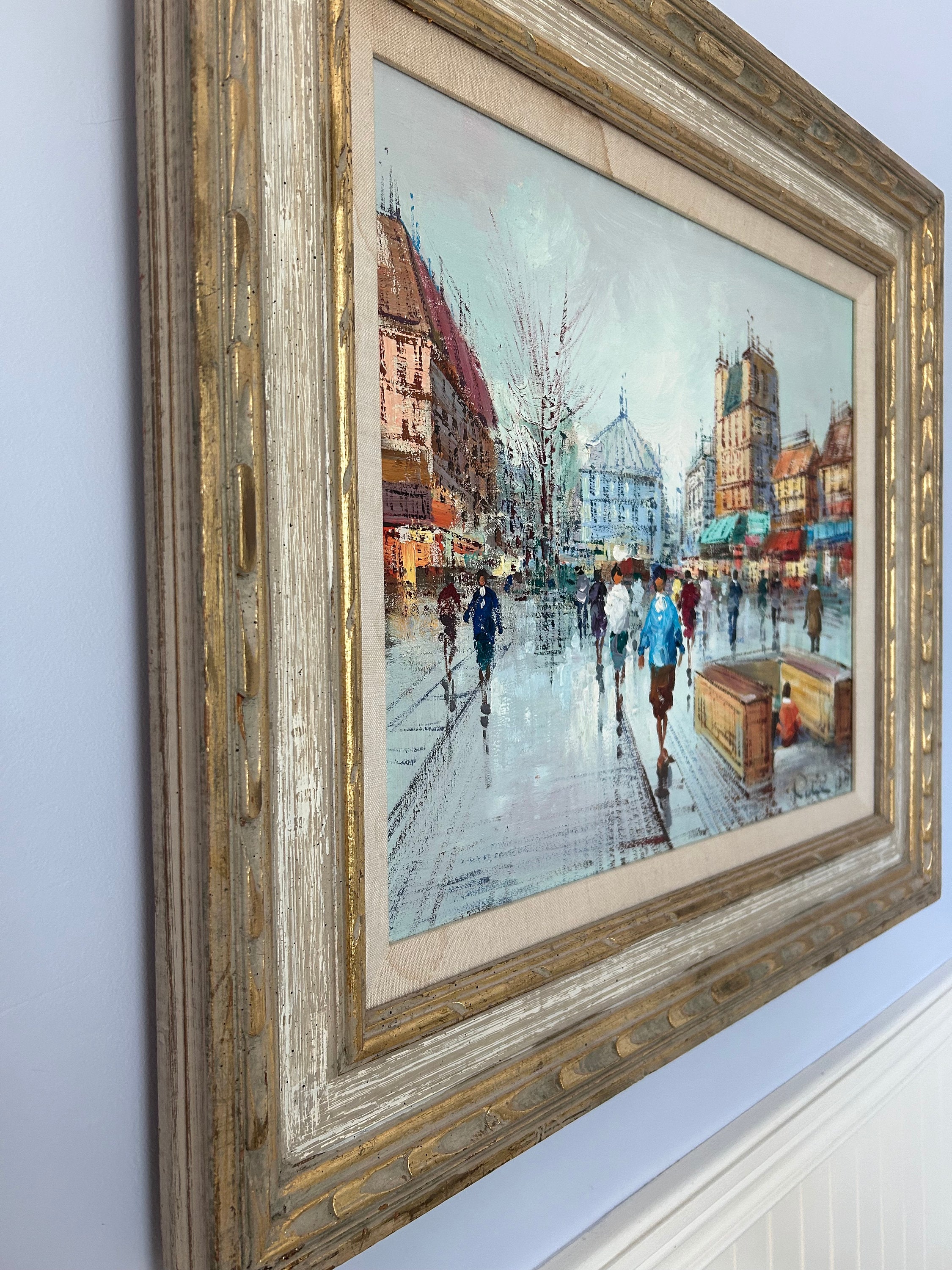 Framed Mid Century Vintage Oil Painting of Paris on Canvas - Etsy