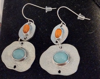 Orange and blue earrings