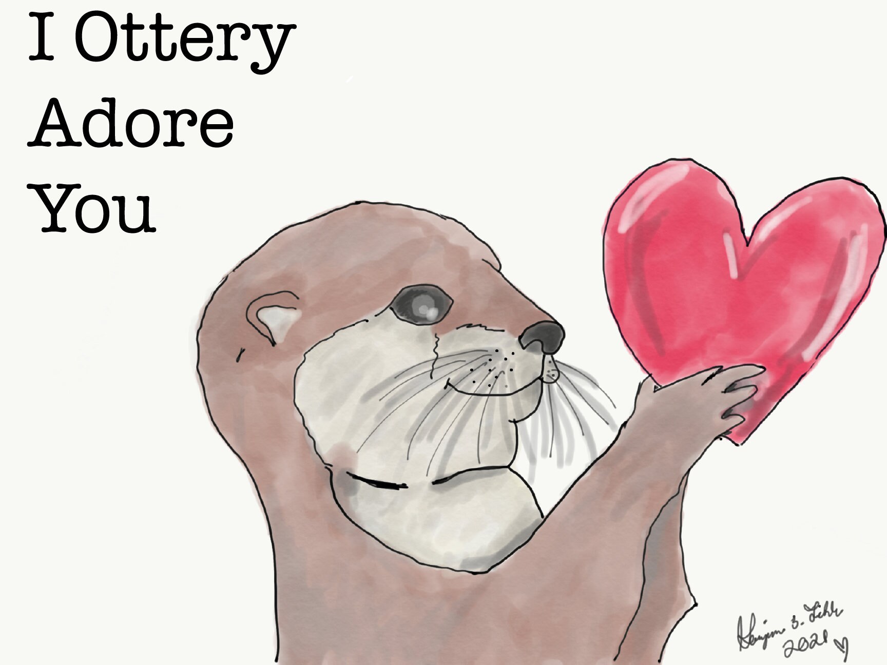 I Otterly Love You Otter Wall Art Digital Download Etsy Sweden