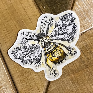 Honey Bee Wildflower Waterproof Vinyl Decal Sticker