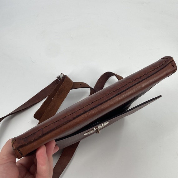 Handmade western brown leather messenger bag - image 2