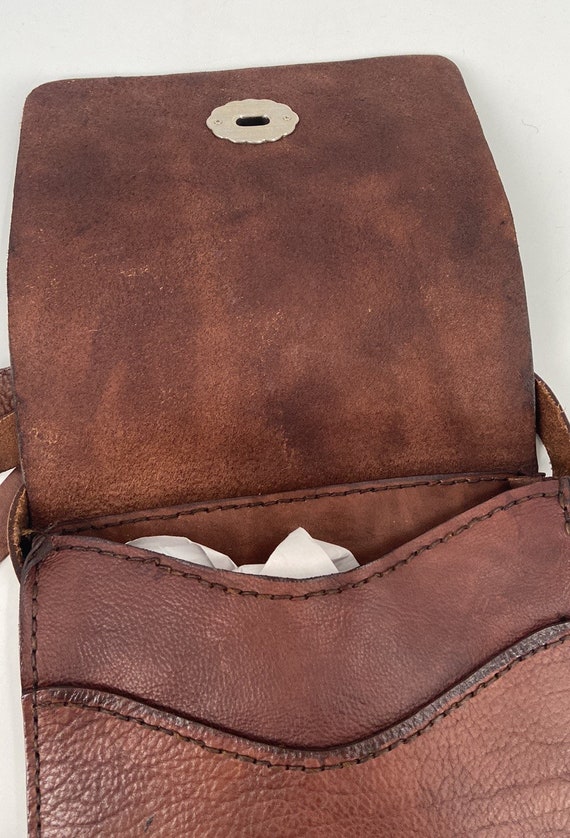 Handmade western brown leather messenger bag - image 8