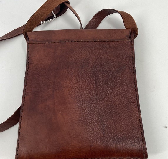 Handmade western brown leather messenger bag - image 7