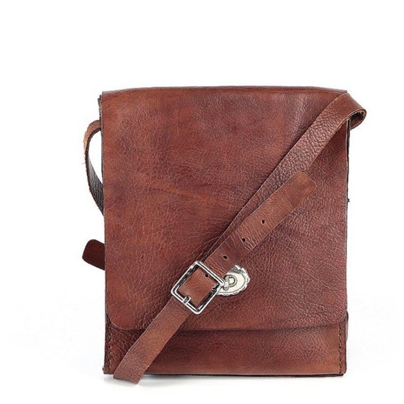 Handmade western brown leather messenger bag - image 9