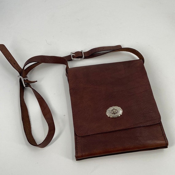 Handmade western brown leather messenger bag - image 1