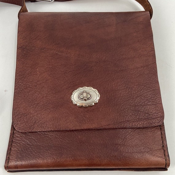 Handmade western brown leather messenger bag - image 4