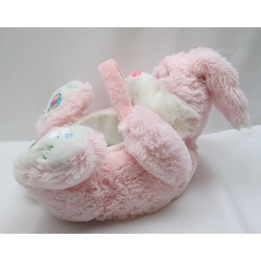 Easter Bunny Rabbit Plush Pink & White Easter Basket 10" H X 9" W ...