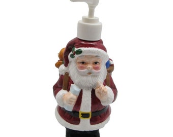 Santa Porcelain Lotion Soap Dispenser Red 8 inch