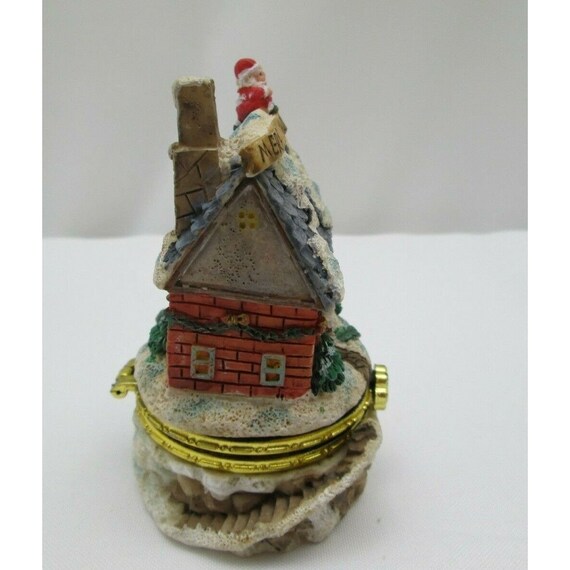 Merry Christmas House Santa Claus Trinket Box Gol… - image 4