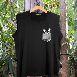 Frenchie Bulldogge Fake Pocket Print/Black Tank Top/Muskel Tank Tank/Fake Pocket Print Tank Top