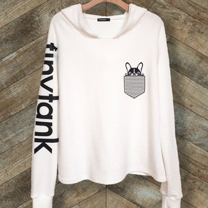 Frenchie bulldog fake pocket print hoodie