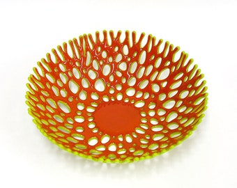 Beach Decor Glass Art Coral Bowl Turquoise Navy Blue Sea Etsy