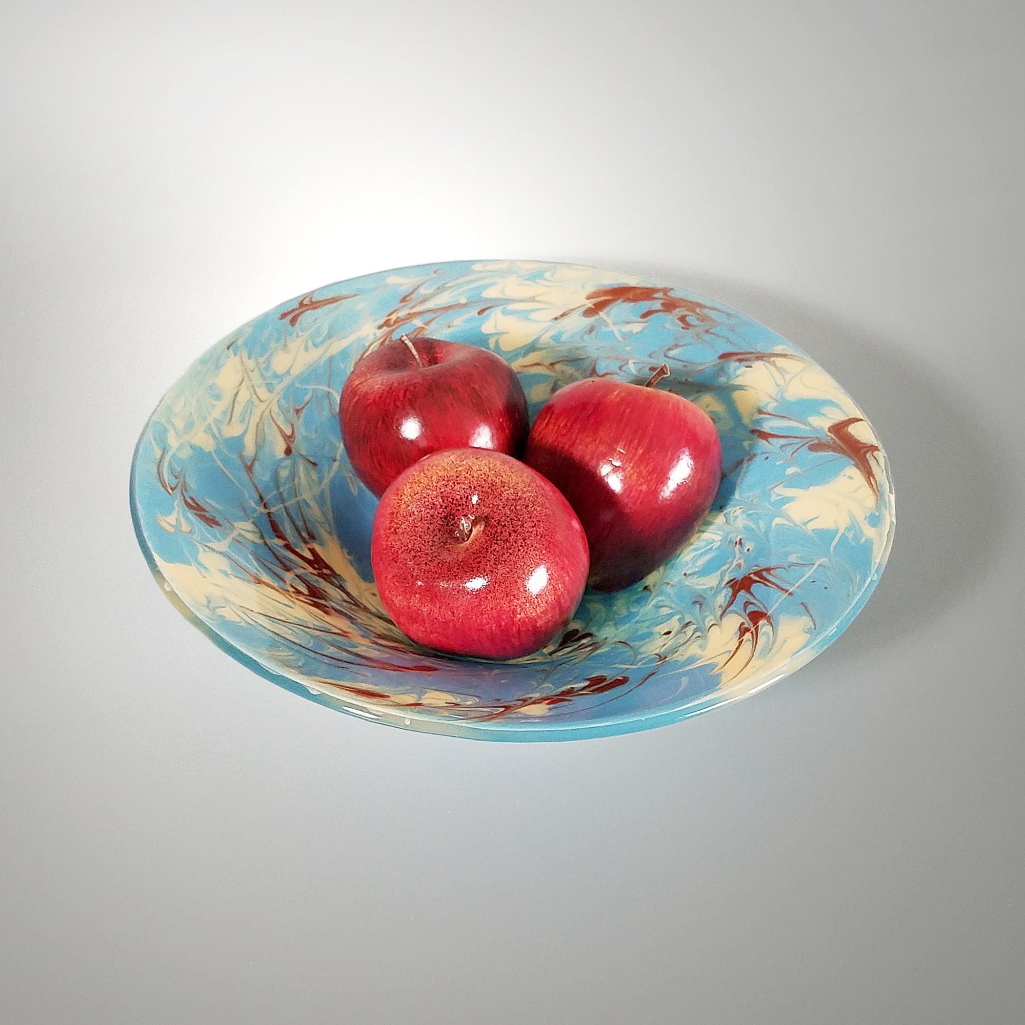 Fused Glass Art Fruit Bowl Centerpiece Modern Abstract Fluid Etsy