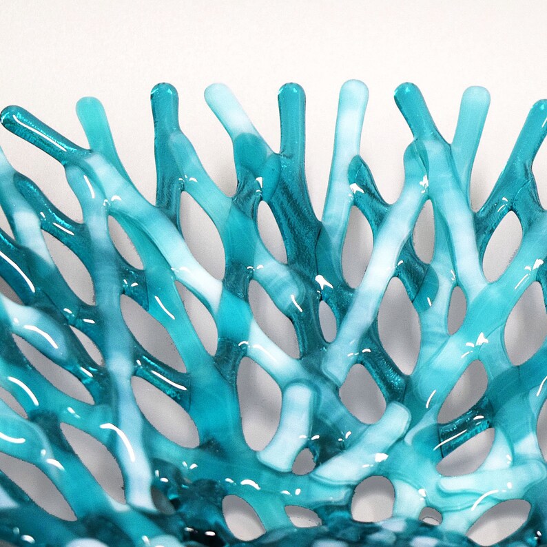 Fused Glass Art Sea Coral Bowl Ocean Life Tablescapes Etsy