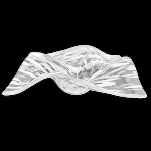 Glass Art Wave Bowl in Off White on Clear | Decorative Coffee Table Décor | Unique Modern Home Décor Gift Ideas