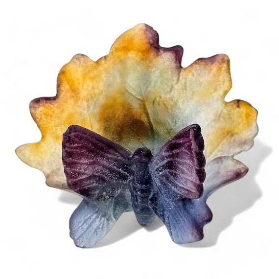 Daum Nancy Pate De Verre Art Glass Butterfly Leaf Dish – Signed France