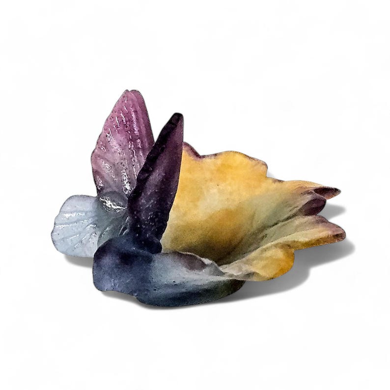 Daum Nancy France Pate De Verre Butterfly on Leaf Dish Made in France - Signed