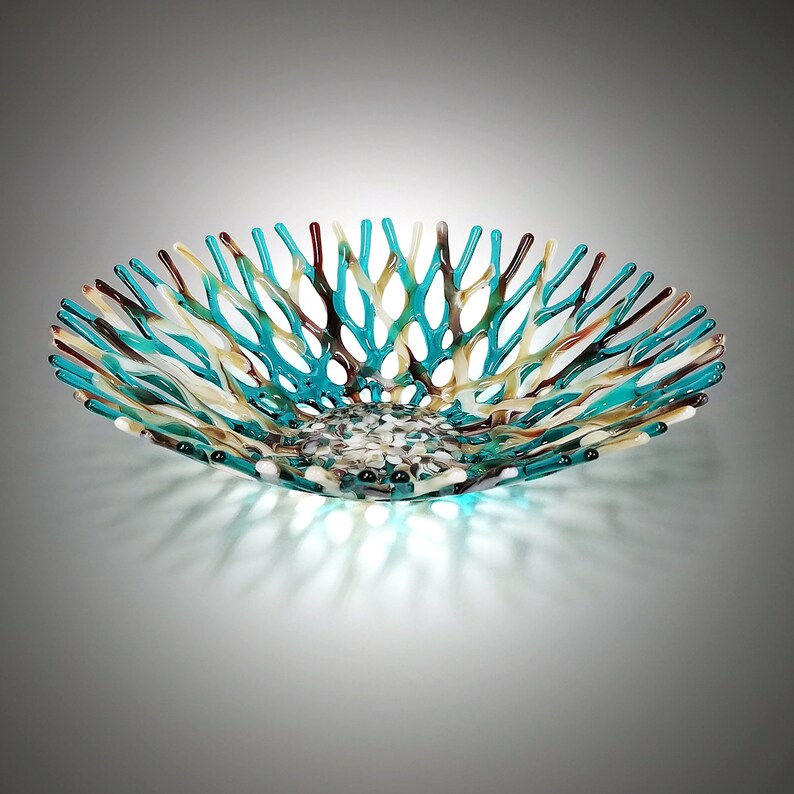 Fused Glass Art Sea Coral Bowl Ocean Life Beach Themed Etsy
