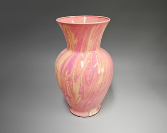 Centerpiece Vase in Orange Pink Yellow | 11 Inch Tall Fluid Art Painted Vase | Vase | Unique Gift Ideas for Mom Wife Sister