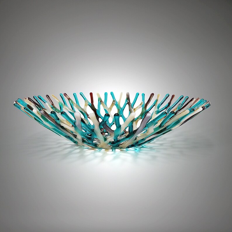 Fused Glass Art Sea Coral Bowl Ocean Life Beach Themed Etsy